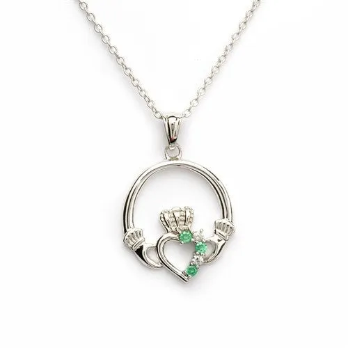 Necklaces Shanore Green CZ Claddagh Pendant