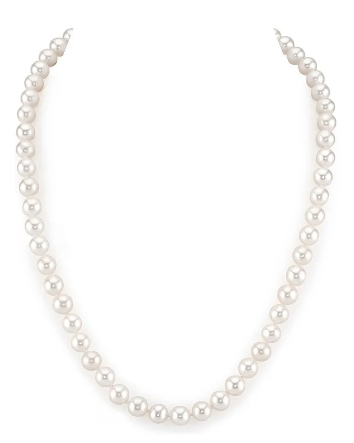 Necklaces spt 7075mm White Freshwater Pearl Necklace AAAA Quality