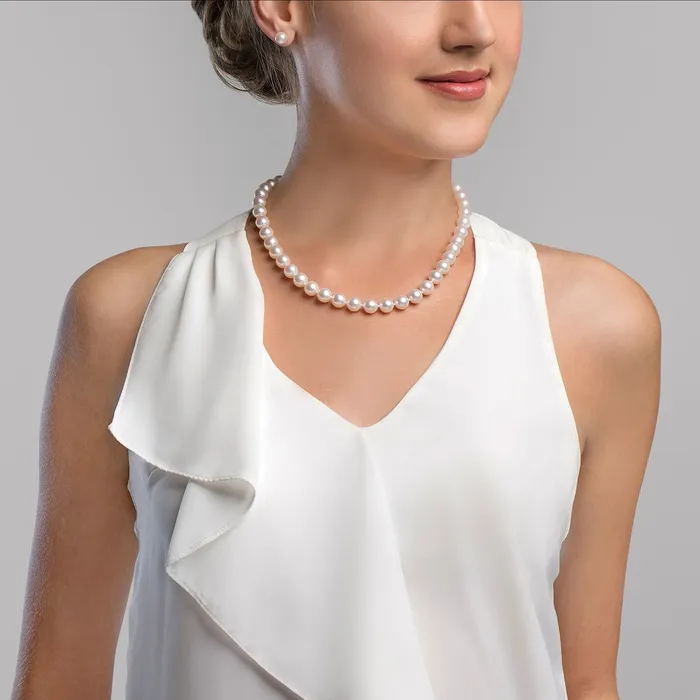 Necklaces spt 910mm White Freshwater Choker Length Pearl Necklace AAAA Quality