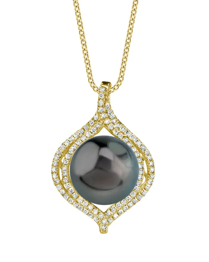 Necklaces spt Tahitian South Sea Pearl Diamond Clara Pendant