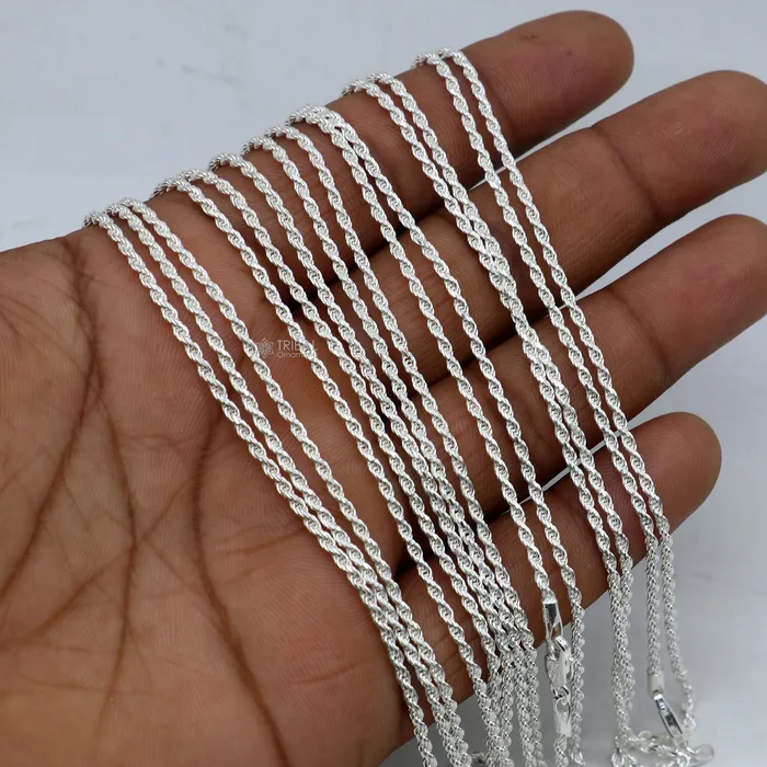 Necklaces TRIBAL ORNAMENTS 1824 Heavy 15mm Rope chain 925 sterling silver handmade rope chain necklace chain plain bright silver trendy style UNISEX chain ch590 Necklaces TRIBAL ORNAMENTS 1824 Heavy 15mm Rope chain 925 sterling silver handmade rope chain necklace chain plain bright silver trendy style UNISEX chain ch590