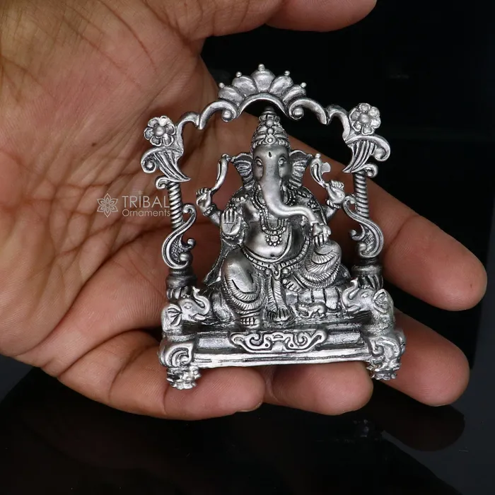 Necklaces TRIBAL ORNAMENTS 29 925 Sterling silver handmade Idol lord Ganesh statue Lord Ganesha known for his wisdom ability to remove obstacles diwali gift art699