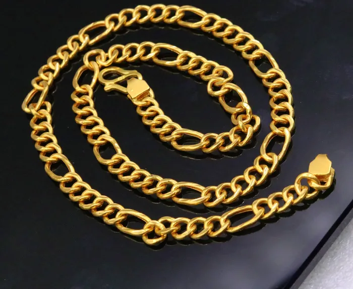 Necklaces TRIBAL ORNAMENTS 22karat yellow gold handmade fabulous figaro link chain new stylish certified royal chain necklace jewelry
