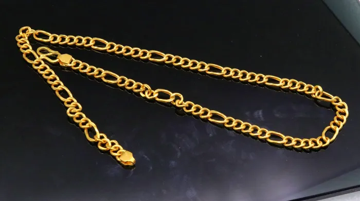 Necklaces TRIBAL ORNAMENTS 22karat yellow gold handmade fabulous figaro link chain new stylish certified royal chain necklace jewelry