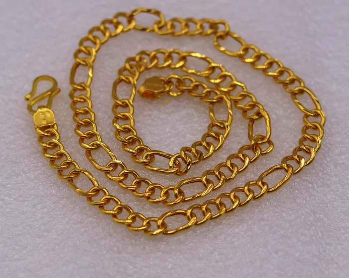 Necklaces TRIBAL ORNAMENTS 22karat yellow gold handmade fabulous figaro link chain new stylish certified royal chain necklace jewelry