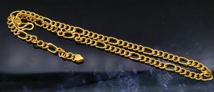 Necklaces TRIBAL ORNAMENTS 22karat yellow gold handmade fabulous figaro link chain new stylish certified royal chain necklace jewelry