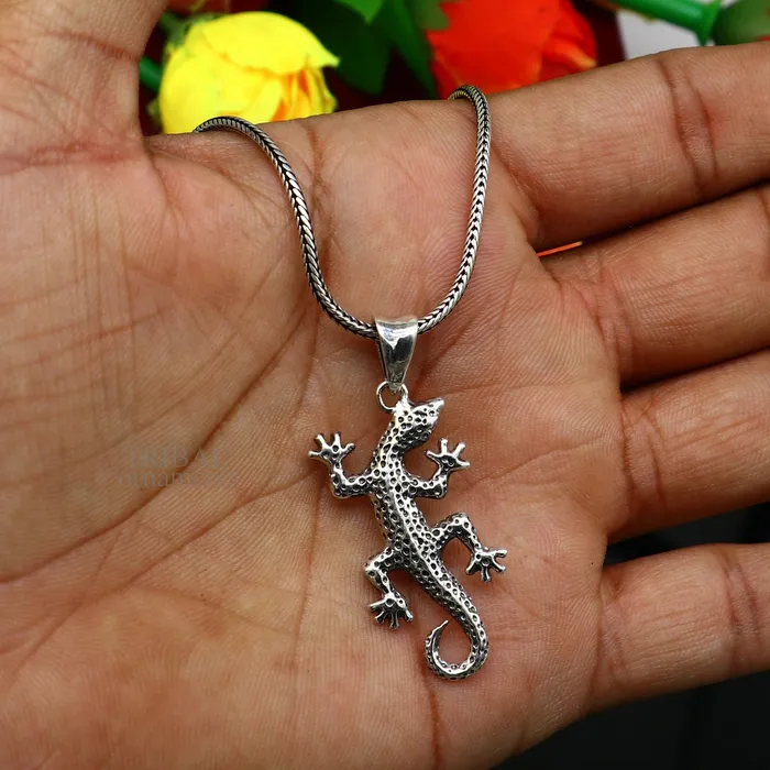 Necklaces TRIBAL ORNAMENTS 925 sterling silver amazing Lizard design handmade pendant with pretty attractive design pendant locket gifting jewelry india ssp1574