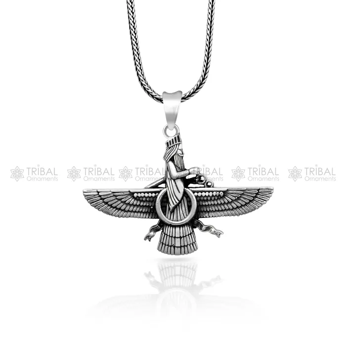 Necklaces TRIBAL ORNAMENTS 925 sterling silver Faravahar Ahura Mazda Handmade pendant Necklace Ancient Persia Silver Men Jewelry Mythology Mens Gift nsp866 Necklaces TRIBAL ORNAMENTS 925 sterling silver Faravahar Ahura Mazda Handmade pendant Necklace Ancient Persia Silver Men Jewelry Mythology Mens Gift nsp866
