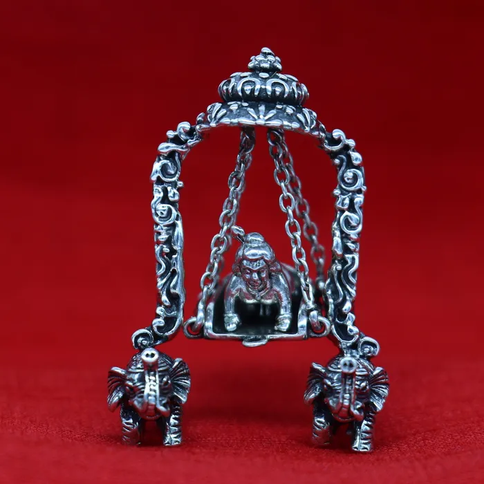 Necklaces TRIBAL ORNAMENTS 925 Sterling silver handmade custom design Idols Lord Krishna with swing Bal Gopala Statue figurine puja articles decorative gift art39