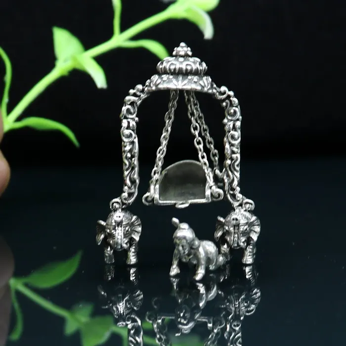 Necklaces TRIBAL ORNAMENTS 925 Sterling silver handmade custom design Idols Lord Krishna with swing Bal Gopala Statue figurine puja articles decorative gift art39