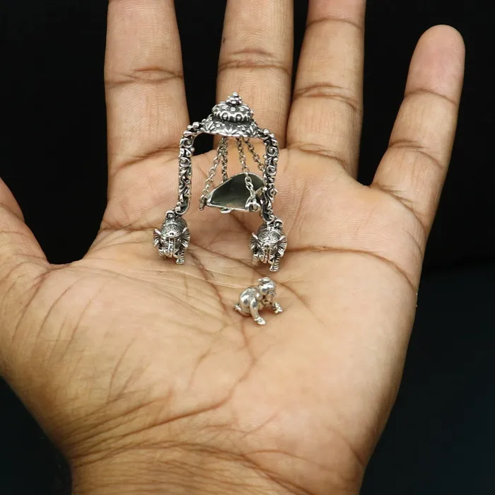 Necklaces TRIBAL ORNAMENTS 925 Sterling silver handmade custom design Idols Lord Krishna with swing Bal Gopala Statue figurine puja articles decorative gift art39