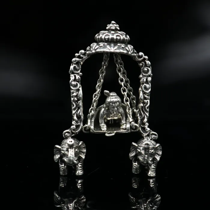 Necklaces TRIBAL ORNAMENTS 925 Sterling silver handmade custom design Idols Lord Krishna with swing Bal Gopala Statue figurine puja articles decorative gift art39