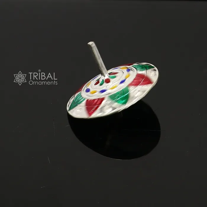 Necklaces TRIBAL ORNAMENTS 925 sterling silver handmade enamel work Firki or Lattu toy best silver toy for your baby krishna idols best silver article india su1152 Necklaces TRIBAL ORNAMENTS 925 sterling silver handmade enamel work Firki or Lattu toy best silver toy for your baby krishna idols best silver article india su1152