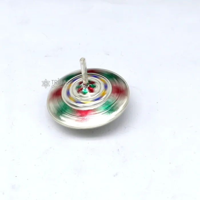 Necklaces TRIBAL ORNAMENTS 925 sterling silver handmade enamel work Firki or Lattu toy best silver toy for your baby krishna idols best silver article india su1152 Necklaces TRIBAL ORNAMENTS 925 sterling silver handmade enamel work Firki or Lattu toy best silver toy for your baby krishna idols best silver article india su1152