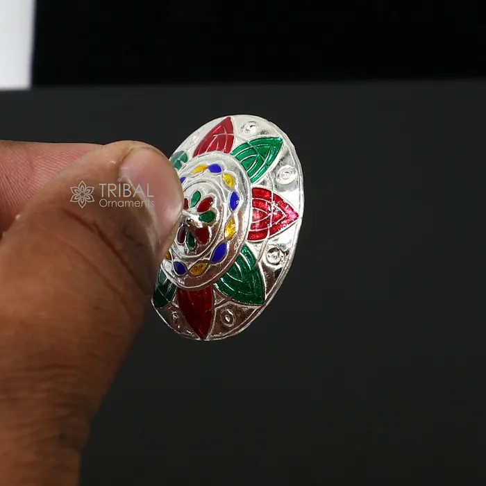 Necklaces TRIBAL ORNAMENTS 925 sterling silver handmade enamel work Firki or Lattu toy best silver toy for your baby krishna idols best silver article india su1152 Necklaces TRIBAL ORNAMENTS 925 sterling silver handmade enamel work Firki or Lattu toy best silver toy for your baby krishna idols best silver article india su1152
