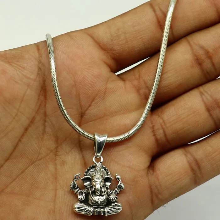 Necklaces TRIBAL ORNAMENTS 925 sterling silver handmade idol Ganesha pendant amazing stylish unisex pendant locket personalized jewelry tribal jewelry ssp558