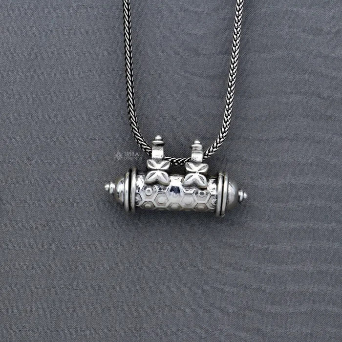 Necklaces TRIBAL ORNAMENTS 925 Sterling silver handmade vintage customized design amulet pendant box pendant container pendant mantra box silver tabiz nsp857