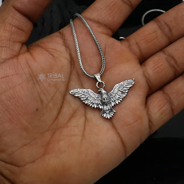 Necklaces TRIBAL ORNAMENTS 925 sterling silver idol Lord Vishnu Vahan Garuda eagle pendant gifting unisex locket pendant nsp801 Necklaces TRIBAL ORNAMENTS 925 sterling silver idol Lord Vishnu Vahan Garuda eagle pendant gifting unisex locket pendant nsp801