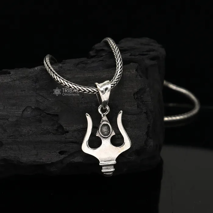 Necklaces TRIBAL ORNAMENTS 925 sterling silver lord SHIVA TRIDENT TRISHOOL tishul pendant best gifting delicate necklace pendant nsp709 Necklaces TRIBAL ORNAMENTS 925 sterling silver lord SHIVA TRIDENT TRISHOOL tishul pendant best gifting delicate necklace pendant nsp709