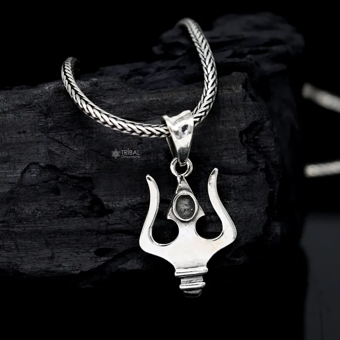 Necklaces TRIBAL ORNAMENTS 925 sterling silver lord SHIVA TRIDENT TRISHOOL tishul pendant best gifting delicate necklace pendant nsp709