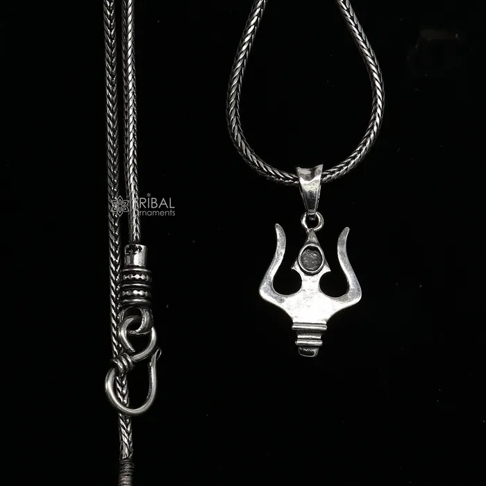 Necklaces TRIBAL ORNAMENTS 925 sterling silver lord SHIVA TRIDENT TRISHOOL tishul pendant best gifting delicate necklace pendant nsp709