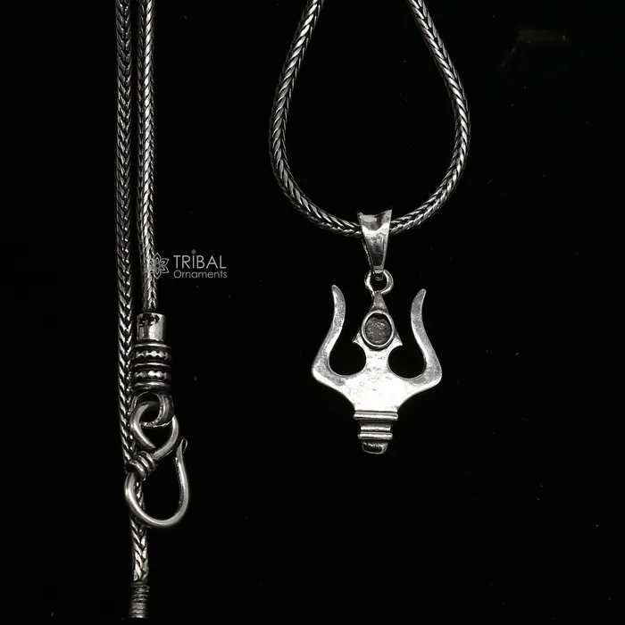 Necklaces TRIBAL ORNAMENTS 925 sterling silver lord SHIVA TRIDENT TRISHOOL tishul pendant best gifting delicate necklace pendant nsp709