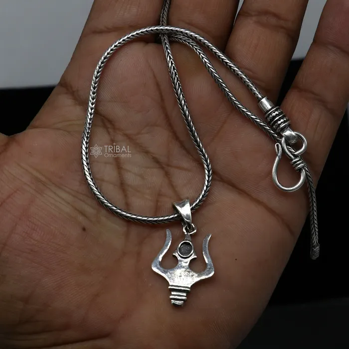 Necklaces TRIBAL ORNAMENTS 925 sterling silver lord SHIVA TRIDENT TRISHOOL tishul pendant best gifting delicate necklace pendant nsp709