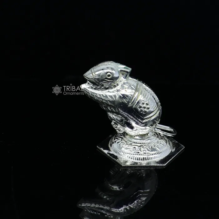 Necklaces TRIBAL ORNAMENTS Lord Ganesha Vahan Mushak maharaj 925 sterling silver handmade small article for puja best gift for lord Ganesha divine statue su1189 Necklaces TRIBAL ORNAMENTS Lord Ganesha Vahan Mushak maharaj 925 sterling silver handmade small article for puja best gift for lord Ganesha divine statue su1189