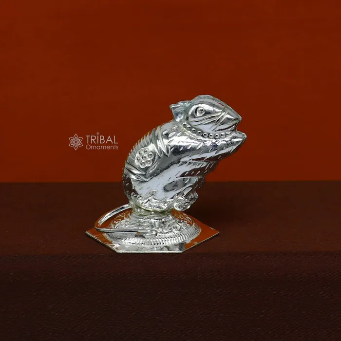 Necklaces TRIBAL ORNAMENTS Lord Ganesha Vahan Mushak maharaj 925 sterling silver handmade small article for puja best gift for lord Ganesha divine statue su1189 Necklaces TRIBAL ORNAMENTS Lord Ganesha Vahan Mushak maharaj 925 sterling silver handmade small article for puja best gift for lord Ganesha divine statue su1189