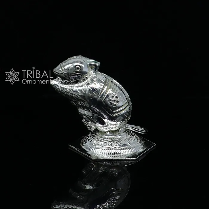 Necklaces TRIBAL ORNAMENTS Lord Ganesha Vahan Mushak maharaj 925 sterling silver handmade small article for puja best gift for lord Ganesha divine statue su1189 Necklaces TRIBAL ORNAMENTS Lord Ganesha Vahan Mushak maharaj 925 sterling silver handmade small article for puja best gift for lord Ganesha divine statue su1189
