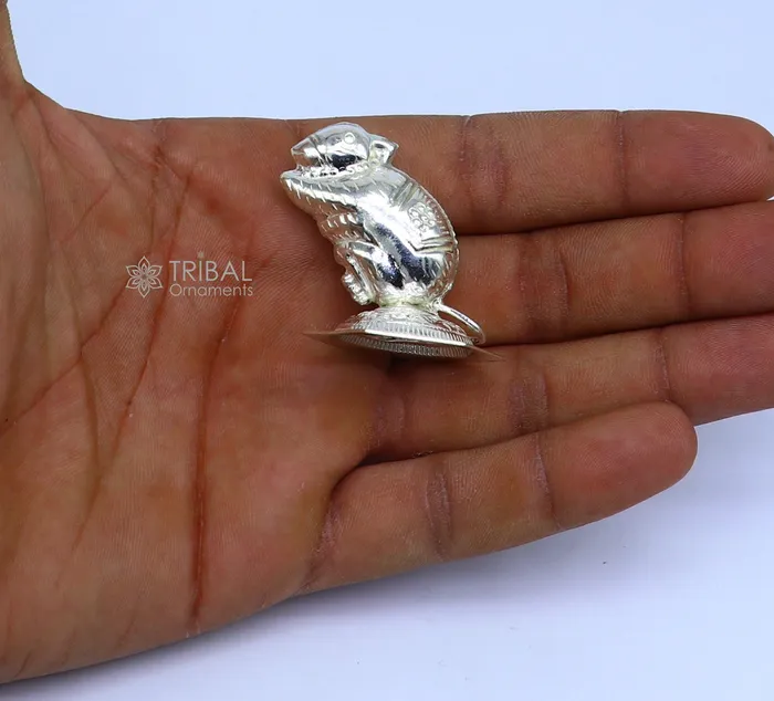 Necklaces TRIBAL ORNAMENTS Lord Ganesha Vahan Mushak maharaj 925 sterling silver handmade small article for puja best gift for lord Ganesha divine statue su1189 Necklaces TRIBAL ORNAMENTS Lord Ganesha Vahan Mushak maharaj 925 sterling silver handmade small article for puja best gift for lord Ganesha divine statue su1189