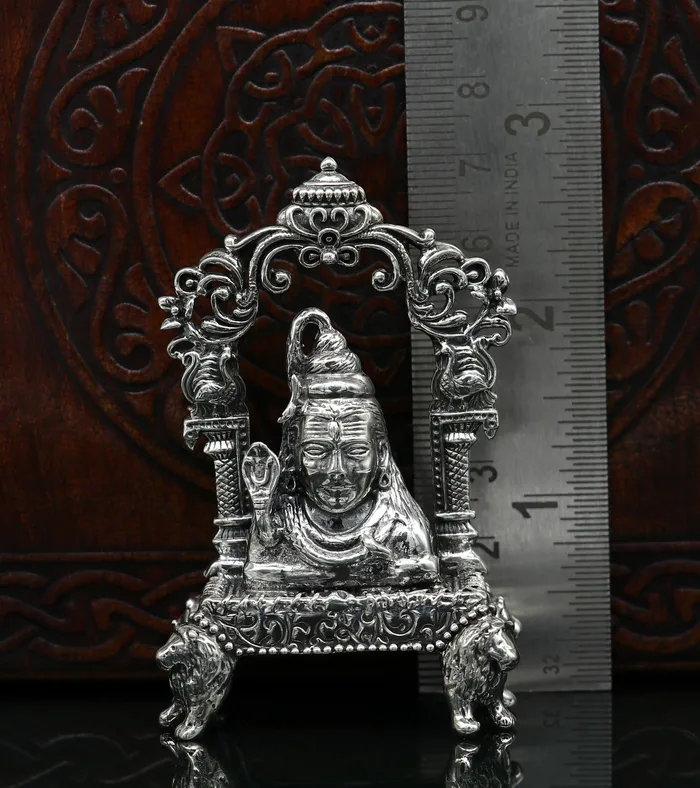 Necklaces TRIBAL ORNAMENTS Pure 925 Sterling silver handmade antique look Indian idols Lord Shiva stunning statue figurine puja articles best decorative gift art12