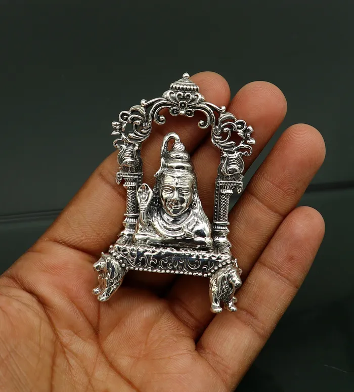 Necklaces TRIBAL ORNAMENTS Pure 925 Sterling silver handmade antique look Indian idols Lord Shiva stunning statue figurine puja articles best decorative gift art12