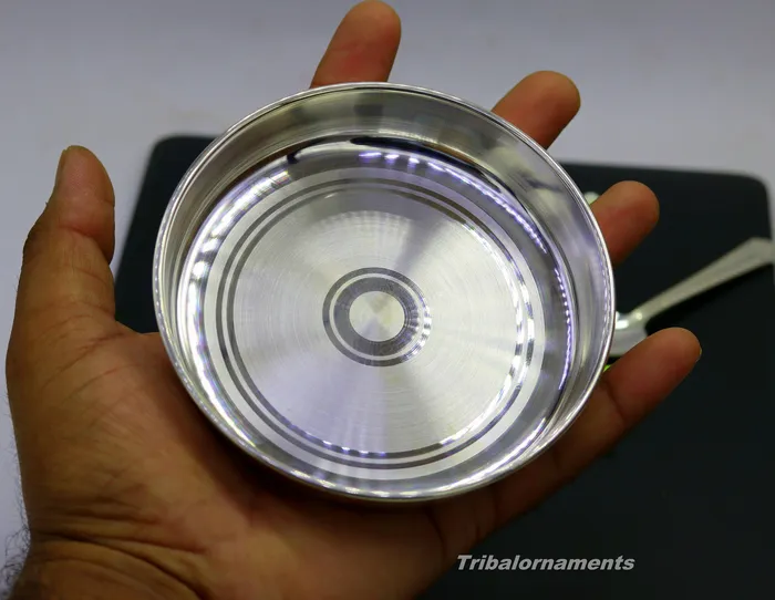 Necklaces TRIBAL ORNAMENTS Pure 999 solid fine silver handmade plate or tray with spoon excellent serving to baby kids food milk silver utensils vessels sv33