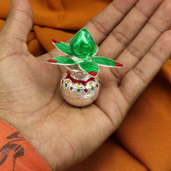 Necklaces TRIBAL ORNAMENTS Sterling silver handmade fabulous design puja kalash mango tree leaf and coconut stunning worshipping silver articles temple art su465