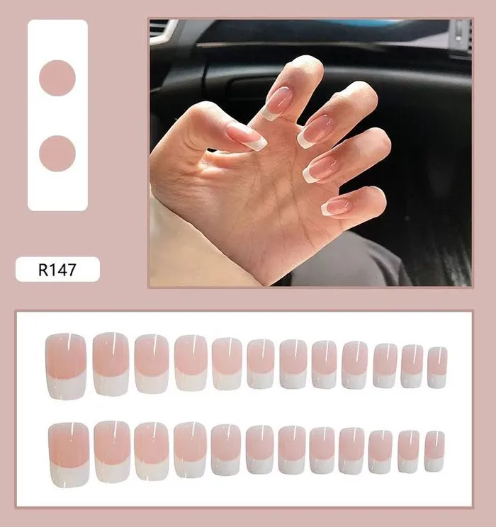 NS526 Long Square Press On Nails 24 Pieces R147 Polly Earrings