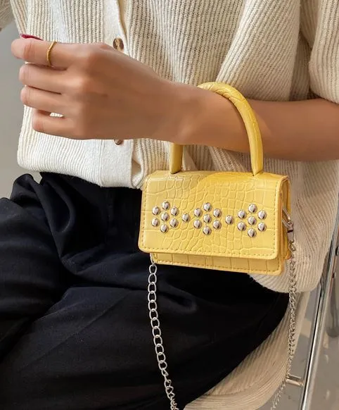 PB51 Mini Yellow Rivet Accent Wallet Purse 01 Earrings PB51 Mini Yellow Rivet Accent Wallet Purse 01 Earrings