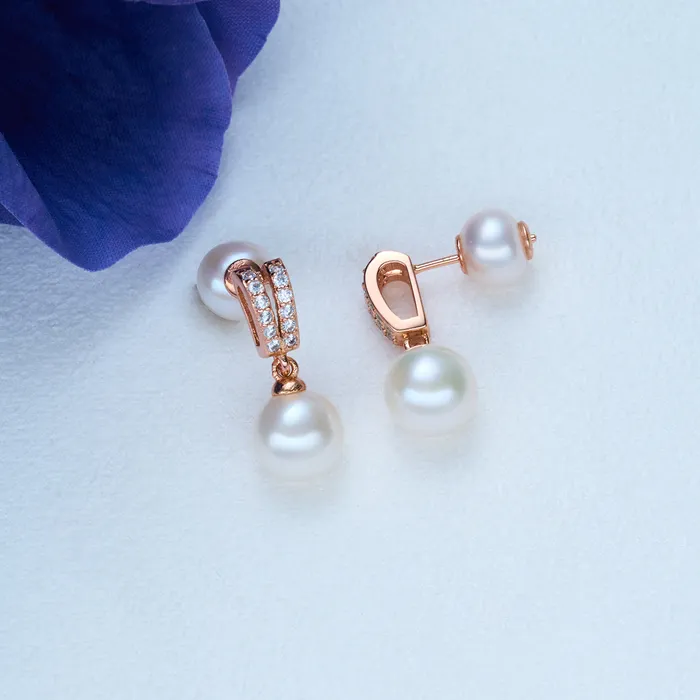 Pearly Lustre Earrings Elegant Freshwater Pearl Earrings WE00384