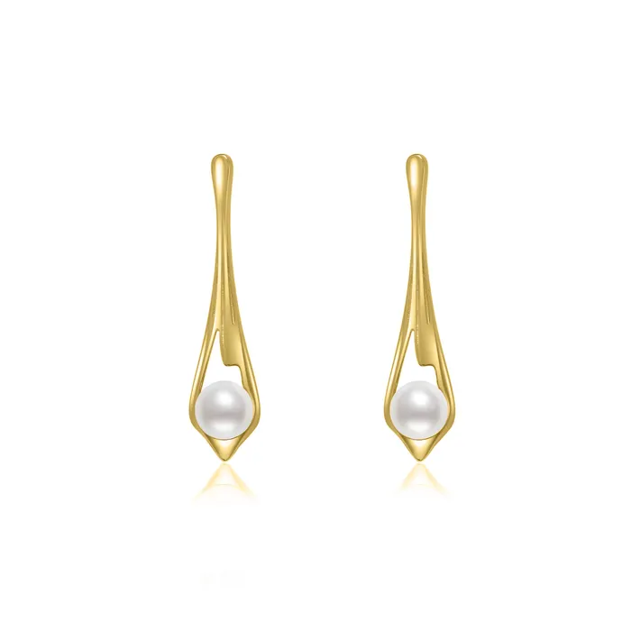 Pearly Lustre Earrings Top Grade Freshwater Pearl Earrings WE00628 FLUID