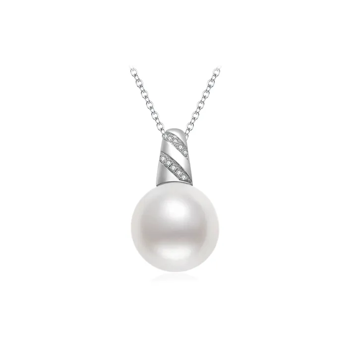 Pearly Lustre Necklaces 18K Solid Gold Australian White Diamond Saltwater Pearl Necklace KN00136 Pearly Lustre Necklaces 18K Solid Gold Australian White Diamond Saltwater Pearl Necklace KN00136