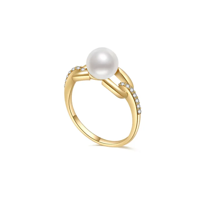 Pearly Lustre Rings 18K Solid Gold Diamond Akoya Hanadama Pearl Ring KR00052 Pearly Lustre Rings 18K Solid Gold Diamond Akoya Hanadama Pearl Ring KR00052