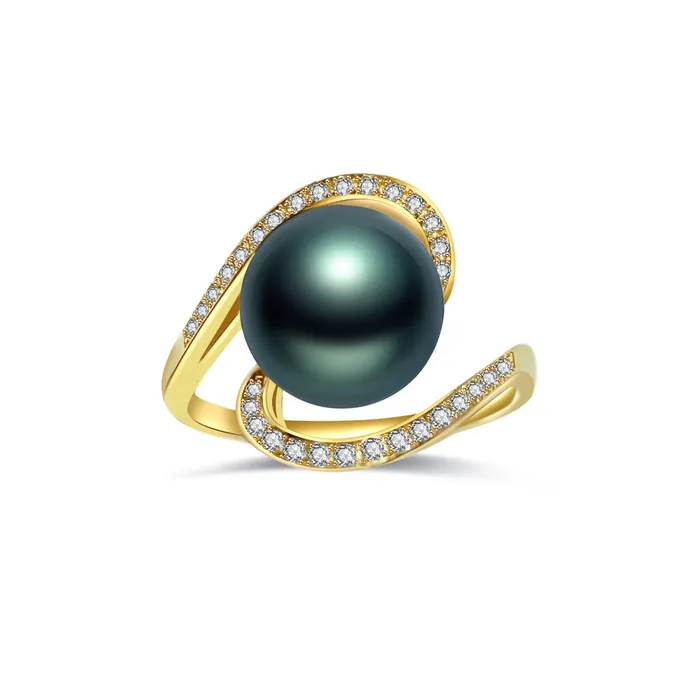 Pearly Lustre Rings Elegant Tahitian Saltwater Pearl Ring WR00005