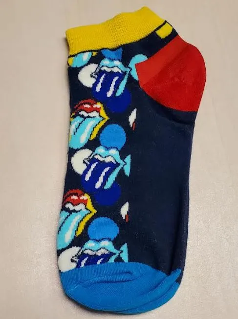POLLY AZ425 Navy Blue Rolling Stones Low Cut Socks Rings