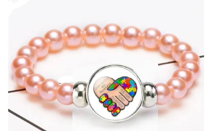 POLLY Bracelets B1010 Pale Pink Bead Autism Awareness Bracelet