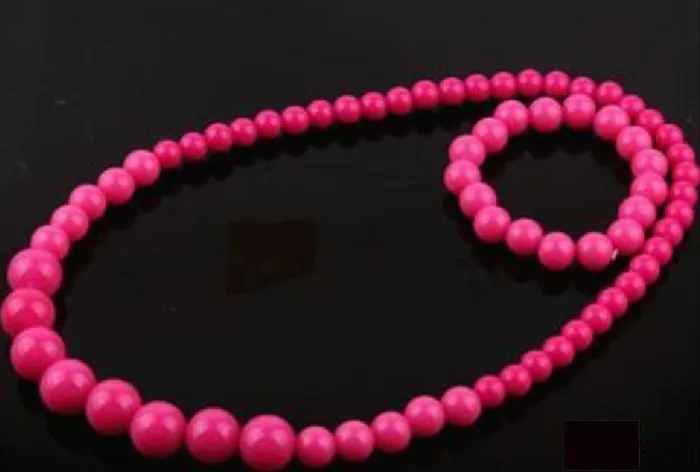 POLLY Bracelets L446 Hot Pink Bead Necklace Bracelet Set