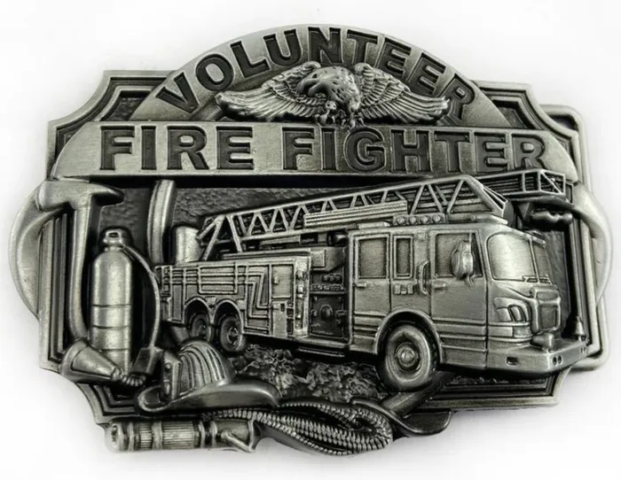POLLY BU31 Volunteer Fire Fighter Belt Buckle Earrings