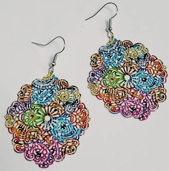 POLLY Earrings E425 Metal Colorful Scalloped Earrings