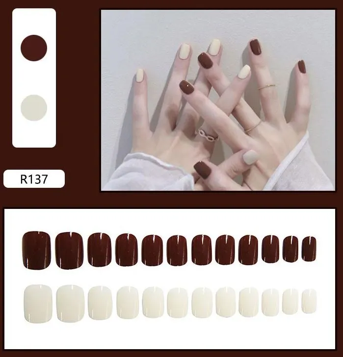 Polly Earrings NS307 Short Square Press On Nails 24 Pieces R137