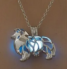 POLLY Necklaces N10 Silver Glow in the Dark Dog Necklace with FREE EARRINGS
