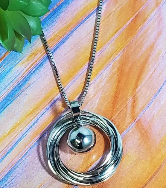 polly Necklaces N566 Silver Color Rings Ball Necklace with FREE Earrings